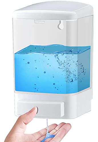Manual Soap Dispenser Wall Mounted, 33.8oz, Bathroom Kitchen Commercial - color: White&transparent
