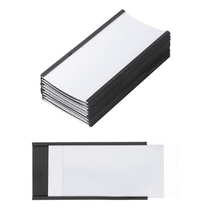 MECCANIXITY Magnetic Label Holders 3.94"x1.97" C Channel Rubber Magnetic with Clear Protectors & Paper for Metal Shelves Organize, Office File Cabinets Pack of 10 - size: 3.94"x1.97"