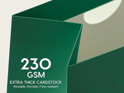 Vitalizart Paper Gift Bags With Ribbon Handles Small Green Bulk Pack - color: Green, size: Small Size/10pcs