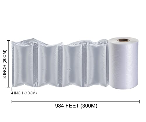 Air Pillow Bubble Cushion Film Roll for Protection Packaging | 984ft x 4" x 8" (300m x 10cm x 20cm) | 4 PACK