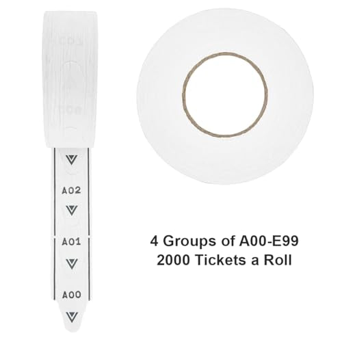 5 Rolls of 2-Digit Turn-O-Matic T80 White Take a Number Tickets for D80 Ticket Dispenser - 2000/roll