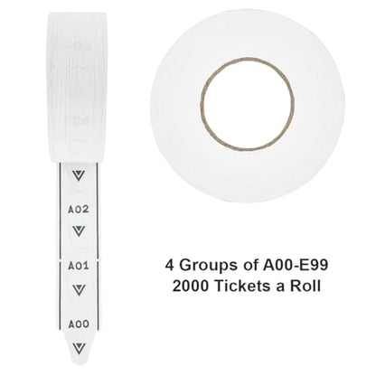 5 Rolls of 2-Digit Turn-O-Matic T80 White Take a Number Tickets for D80 Ticket Dispenser - 2000/roll