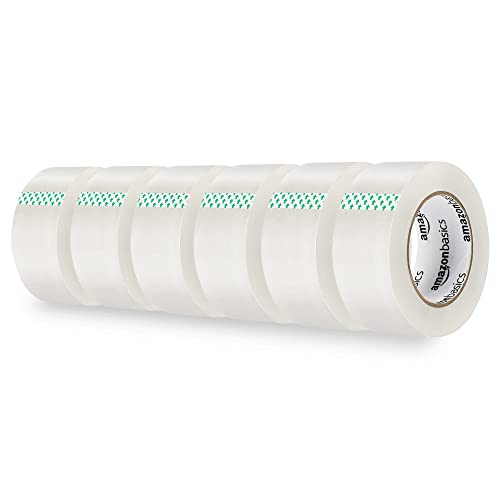 Amazon Basics Strong Adhesive Packing Tape for Moving Boxes, Shipping and Sealing, Clear, 1.88" x 109 Yards, 6-Pack, Total 654 Yards - size: 1.88"W x 109 Yards Pack of 6