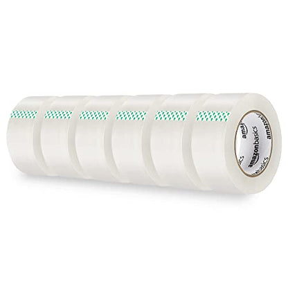 Amazon Basics Strong Adhesive Packing Tape for Moving Boxes, Shipping and Sealing, Clear, 1.88" x 109 Yards, 36-Pack, Total 654 Yards - size: 36 Pack