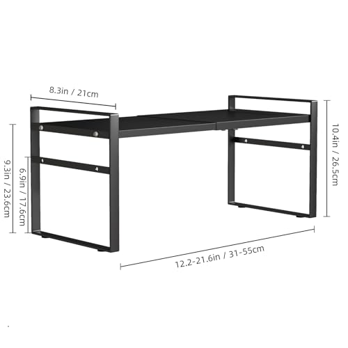 Expandable Cabinet Shelf Organizer Riser for Kitchen Pantry Under Sink - color: Black