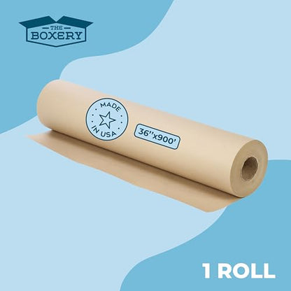 The Boxery 36 inch x 900 feet Brown Kraft Paper Roll, 40 lb Thickness Packing Paper for Shipping, Moving, Void Fill, Gift Wrapping, Arts & Crafts & Bulletin Boards, Made in the USA - size: 36"x 900'- 40lb