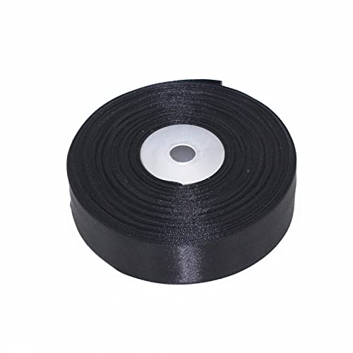 Black Satin Ribbon 1 Inch for Gift Wrapping, 50 Yards in Length - color: Black, size: 1"