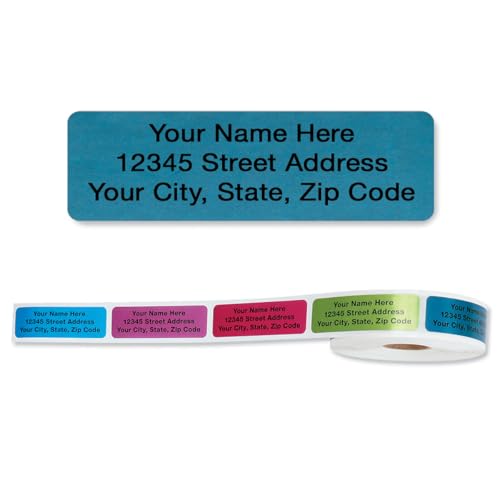 Colorful Images Metallic Rainbow Foil Rolled Return Address Mailing Labels with Dispenser, Customize with Name & Shipping Address, 500 Self Adhesive, Easy Peel Sticker Label Roll, 3/4" x 2 1/2" - color: Metallic Rainbow, size: 500 Count