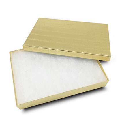 TheDisplayGuys 25 Cardboard Gift Jewelry Boxes w/Paddings #53-5.4x3.9x1 - color: Gold Foil