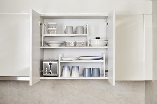Nxconsu Cabinet Shelf Riser, Adjustable Cabinet Organizer, 12" Deep White - color: White, size: 12’’D * 13.8-24.8’’W * 9.7’’H