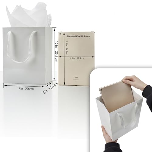 Aosric White Gift Bags with Tissue Paper, 30 Pack, 8x5x10 Inch - color: White