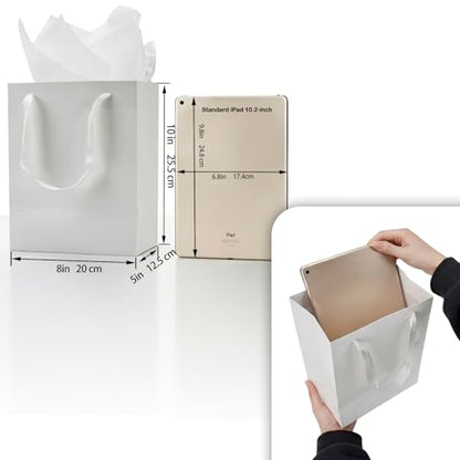 Aosric White Gift Bags with Tissue Paper, 30 Pack, 8x5x10 Inch - color: White