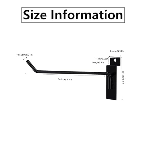 6 inch Slatwall Hooks Black 25 Pack Slatwall Hooks & Hangers - color: Black, size: 6 Inch