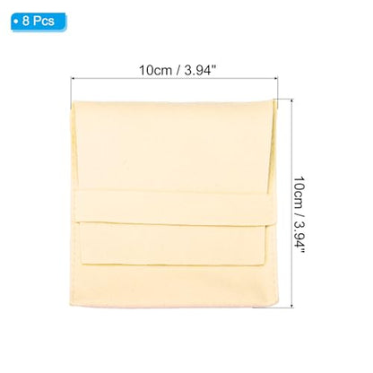 PATIKIL 10x10cm Jewelry Pouches with Band, 8 Pack Microfiber Portable Soft Storage Bags Packaging for Necklace Bracelet Earring Watch Rings Brooch, Beige - color: Beige