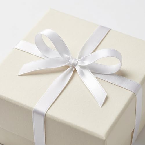 White Ribbon 3/8 Inch 25 Yards, Smooth Continuous Ribbon for DIY Crafts, Gift Wrapping, Back to School, Wedding Bows, Floral Design & Graduation Homecoming Mum Supplies - color: white