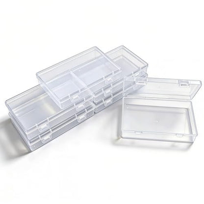 6 Pieces Rectangular Empty Mini Clear Plastic Organizer Box - size: 155 x 92 x 30 mm