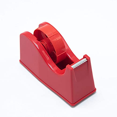 Desktop Tape Dispenser Adhesive Roll Holder (Fits 1" & 3" Core) with Weighted Nonskid Base (1Pack-Red) - color: 1pack-red