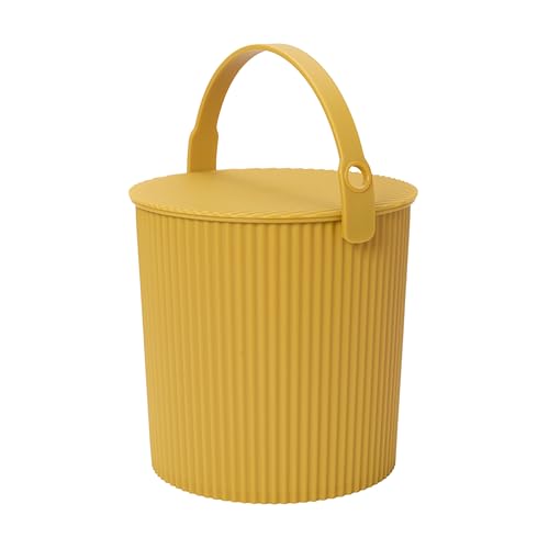 Hachiman Large Bucket, 2.6 Gallon Heavy Duty Bucket with Lid & Handle - color: Mustard, size: Large