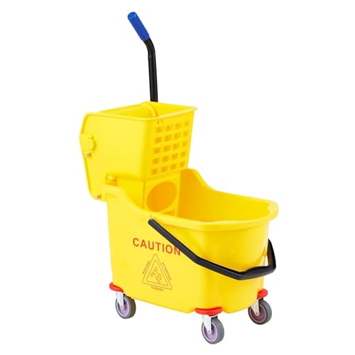 Heavy Duty 32L Commercial Mop & Bucket Set – Double Bucket System with Side Press Wringer, Wheels for Easy Mobility – High Capacity, Durable – Ideal for Industrial, Janitorial, Office,