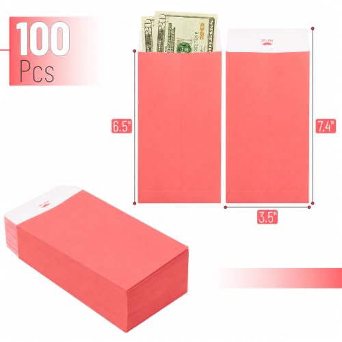Mr. Pen- Money Envelopes for Cash, 6.5" x 3.5", 100 Pack, Kraft Paper - color: Red Clay, size: 100 Pack