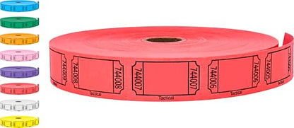 Tacticai 2000 Blank Raffle Tickets, Single Roll, Red - color: Red