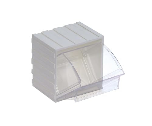 Quantum QTB406 Clear 2-7/8-Inch by 3-3/4-Inch by 4-Inch Tip Out Bin System, White, Case of 6