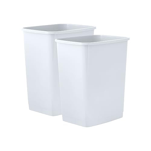 Superio 1.25 Gal Mini Plastic Trash Can, Small Waste Bin for Countertop, Desk, Vanity, Bathroom 5 Quart (2, White) - color: 2, White, size: 1.25 Gallon