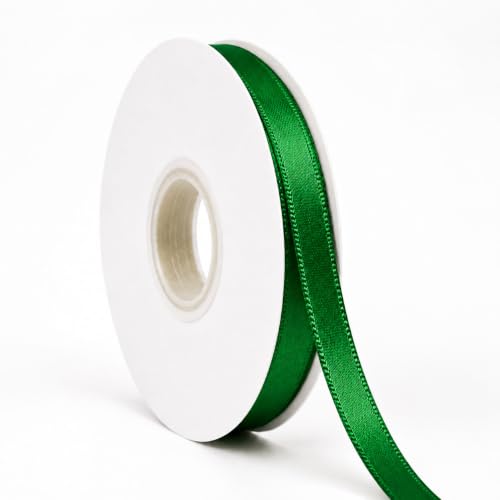 Green Ribbon Satin Ribbon 3/8 Inch x 50 Yards with Spool - color: Green