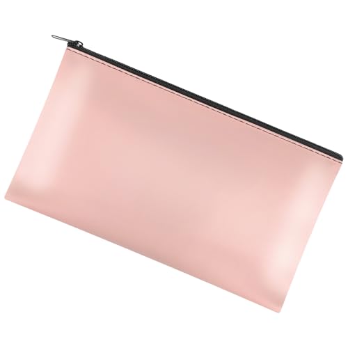 1 Pack Money Bag with Zipper, 11x6.1 inch Multi-purpose Cash Pouch, Bank Bag, Cash Bag, Check Wallet, Cosmetic Organizer (Pink) - color: Pink, size: 1 Piece