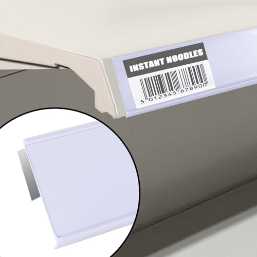 Shelf Label Strips 48" 100 Pack Self Adhesive 1.25”H Price Tag Holder Clear
