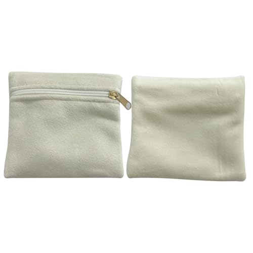 8pcs Small Velvet Jewelry Pouches with Zipper Gift Bags for Bracelet Necklace,Ring,Earrings,Earphone,Wedding Favors, Party Favors,Travel,3.94" X 3.94" (White) - color: White
