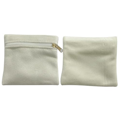 8pcs Small Velvet Jewelry Pouches with Zipper Gift Bags for Bracelet Necklace,Ring,Earrings,Earphone,Wedding Favors, Party Favors,Travel,3.94" X 3.94" (White) - color: White