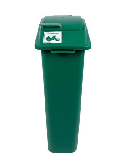 Waste Wise 23 Gallon Recycled HDPE Waste and Recycling Bin for Commercial Spaces - (Green w/Lid, Organics) - color: Green Organics
