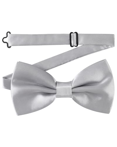 AWAYTR Bow Ties for Men - Pre-Tied Adjustable Tuxedo Style for Wedding - color: Silver