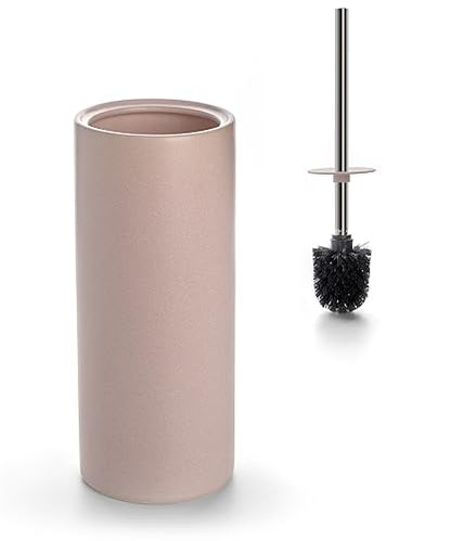 Matt Pink Ceramic Toilet Brush and Holder Set - color: Matt Pink, size: Set/1