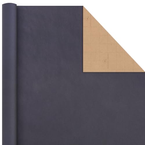 Hallmark Kraft Wrapping Paper Rolls, 2 Rolls (Red and Navy Blue)