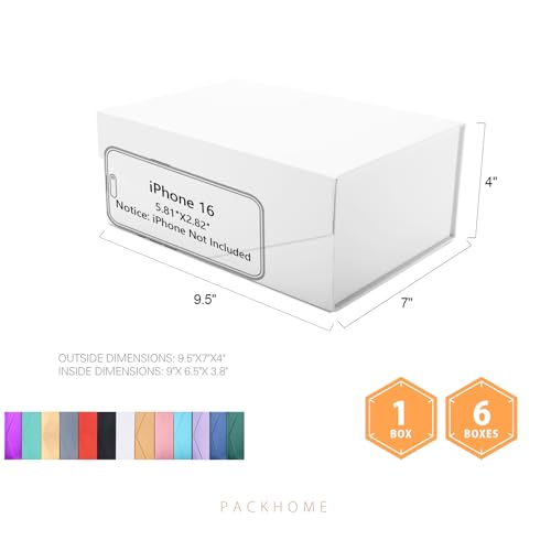 PACKHOME White Gift Box 9x6.5x3.8in with Magnetic Lid - color: 9x6.5x3.8 Inch-White-Pack of 1