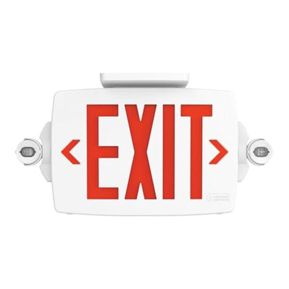 Lithonia Lighting Quantum LED Exit Sign Emergency Light Combo, Exit Sign and Emergency Lights, 2-Head Fixture, Red/Green Selectable Letters, High Output Battery, White (LHQM S W RG MVOLT HO M6) - color: Red/Green Selectable - White, size: 16.5" | Sign & R