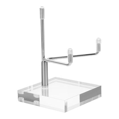 Xthrotsenk 2" Rock Crystal Stands for Display Small Plate Stand Clear Small Easel Stands Adjustable Plate Holder Silver Decorative Plates Display Stand for Mineral Agate