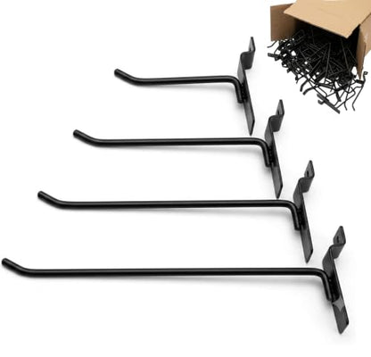 80 Pack Slatwall Hooks, 4/6/8/10 Inch Heavy Duty 0.24" Thick Slat wall Hooks,Various Size Black Slatwall Accessories for Garages, Sheds, Basements, Retail Stores