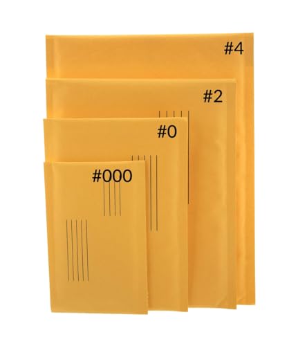 Kraft Bubble Mailers #0 Size 6"Wx9.25"L Self Seal Closure, Padded Cushion Envelope, Yellow Brown Mailing Shipping Envelopes Paper Bag 4PC
