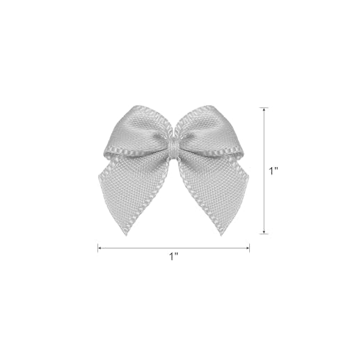 MECCANIXITY Mini Ribbon Bow 1" Mini Fabric Flower Bows Silver 150Pcs - color: Silver