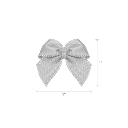 MECCANIXITY Mini Ribbon Bow 1" Mini Fabric Flower Bows Silver 150Pcs - color: Silver