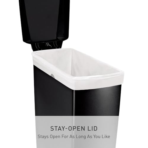 simplehuman 40 Liter / 10.6 Gallon Slim Kitchen Step Trash Can With Secure Slide Lock, Black Plastic - color: Black