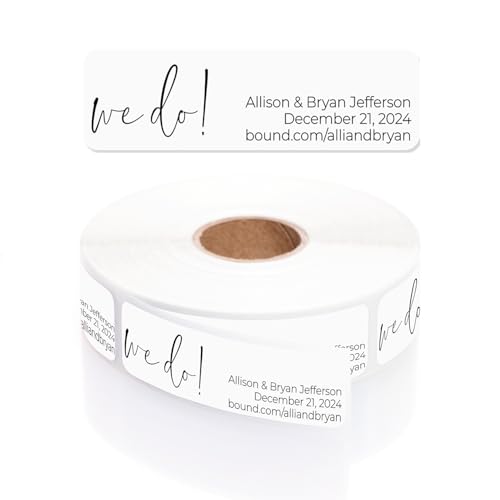We Do! Rolled Address Labels / 250 Personalized Return Address Labels/Designer Address Stickers in Elegant Plastic Dispenser - size: 250 Labels, style: We Do