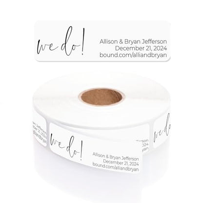 We Do! Rolled Address Labels / 250 Personalized Return Address Labels/Designer Address Stickers in Elegant Plastic Dispenser - size: 250 Labels, style: We Do