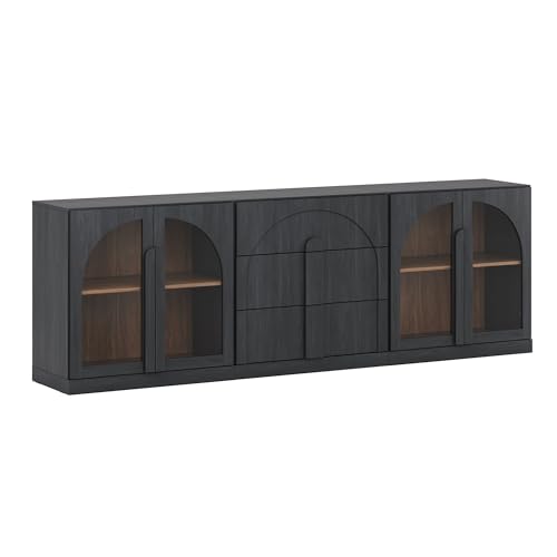 BELLEZE Bijou 3-Piece Modular Sideboard Buffet Cabinet - Ebony - color: Bijou Ebony Aac