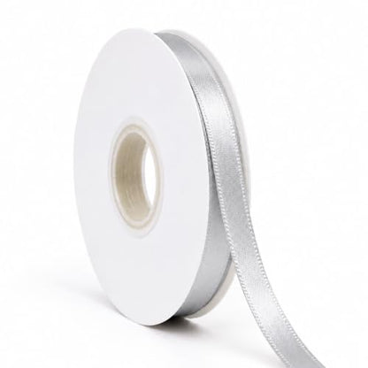 Silver Ribbon Satin Ribbon 3/8 Inch x 50 Yards with Spool - color: Silver