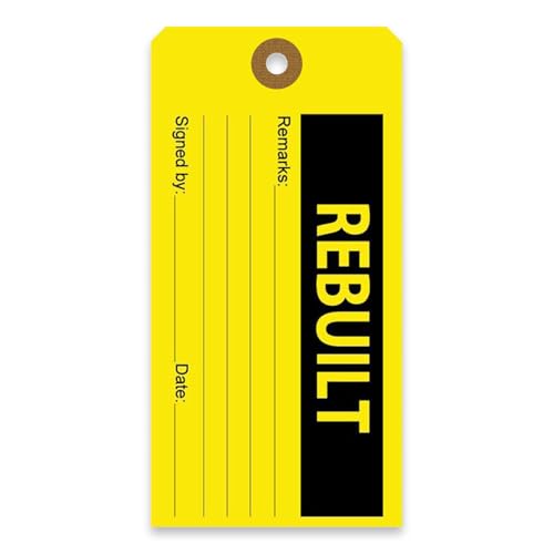 Tags 4 Less Production Quality Control Hang Tags – Equipment Preventative Maintenance Labels, for Easy Record-Keeping for Inventory Status (Rebuilt, Pack of 100) - color: Rebuilt