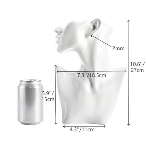 SOUJOY Jewelry Mannequin Display, Resin Display Stand Bust, Boutique Earring Holder Organizer for Show Jewelry, Necklace, Earrings, Rings, White (Pack of 2) - size: 7.5"L x 2.1"W x 11"H (Pack of 2)